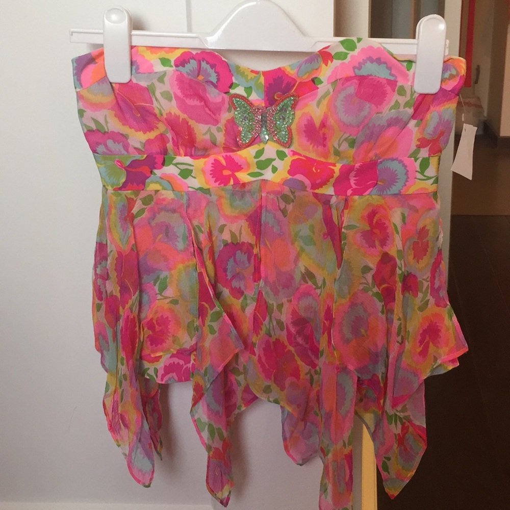 Nanette Lepore pink strapless top
